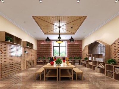 现代幼儿园木工坊3D模型下载